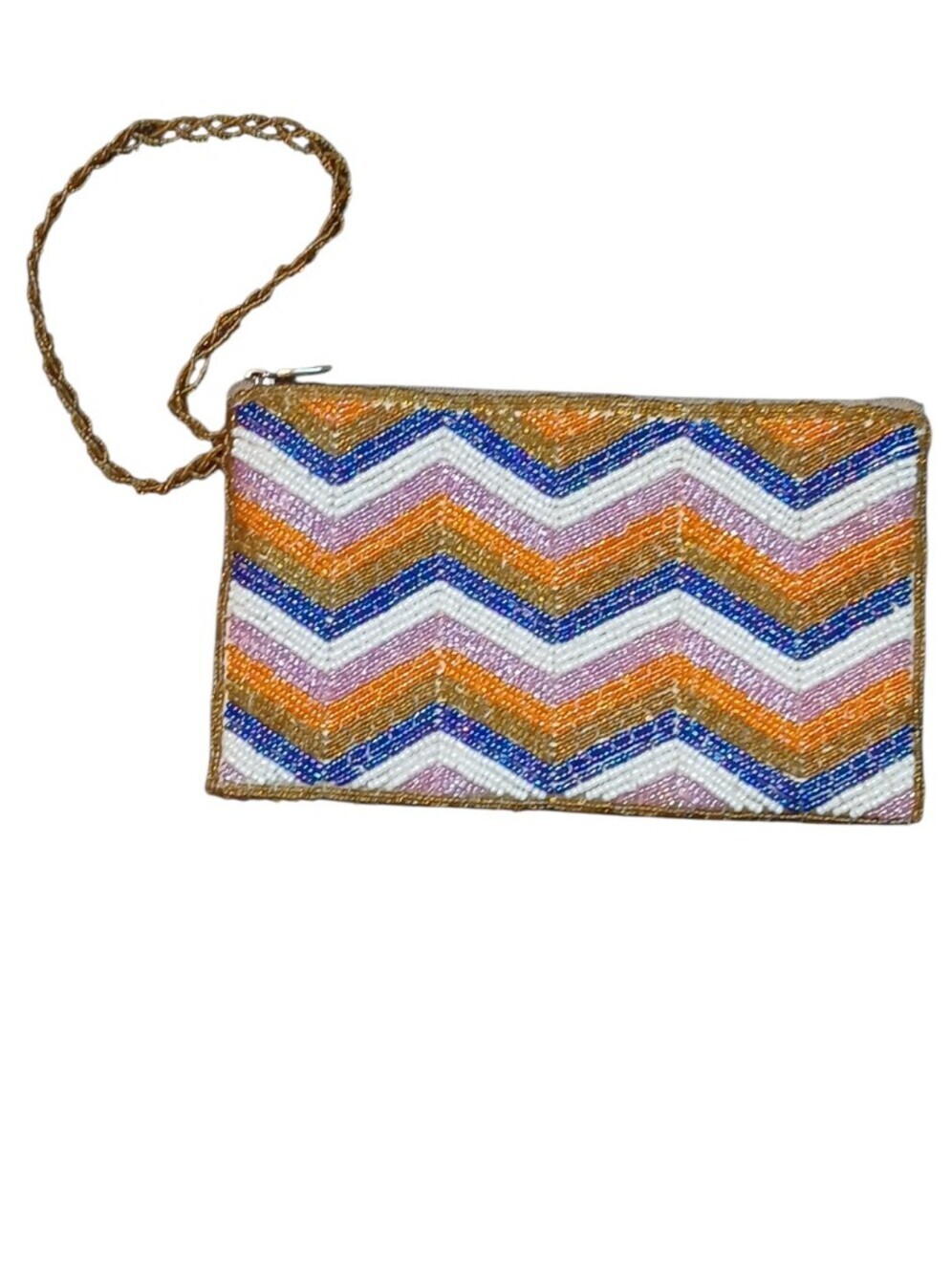 Sea Cove- NWOT, Beaded Wristlet, Chevron Pattern Multi Colored Beads, 8" W, 5" H